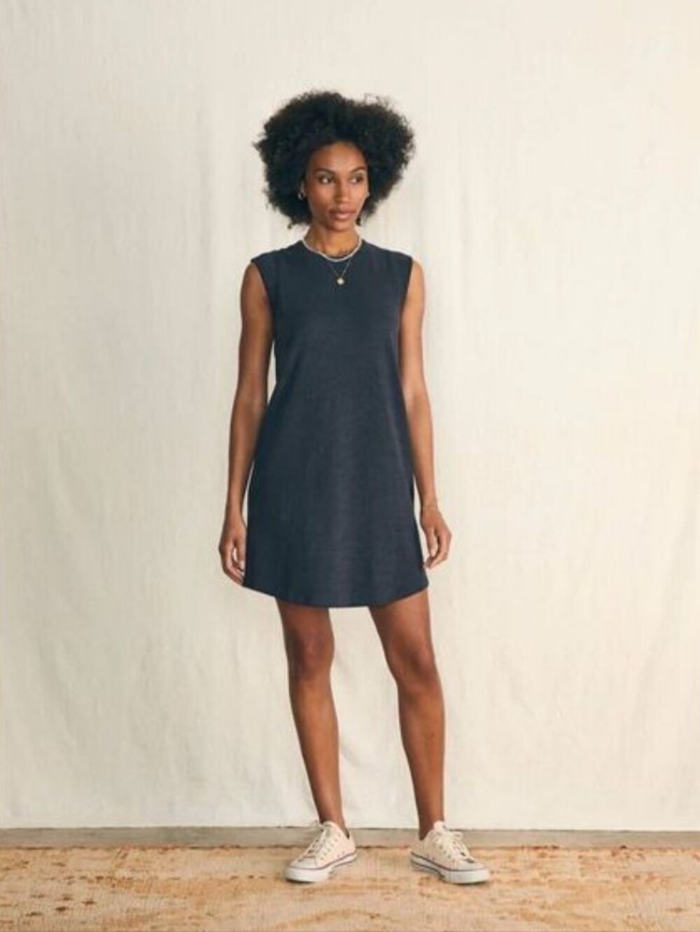 Faherty Women's Sunwashed Slub Muscle Mini Dress Washed Black XS Organic Cotton